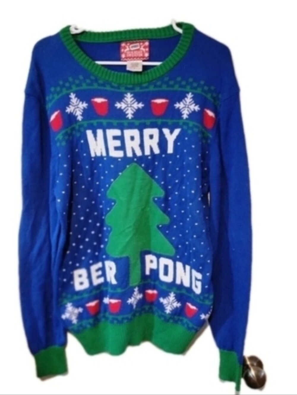 Ugly Christmas Sweater Party Beer Bong Drinking Alcohol Holiday Medium
